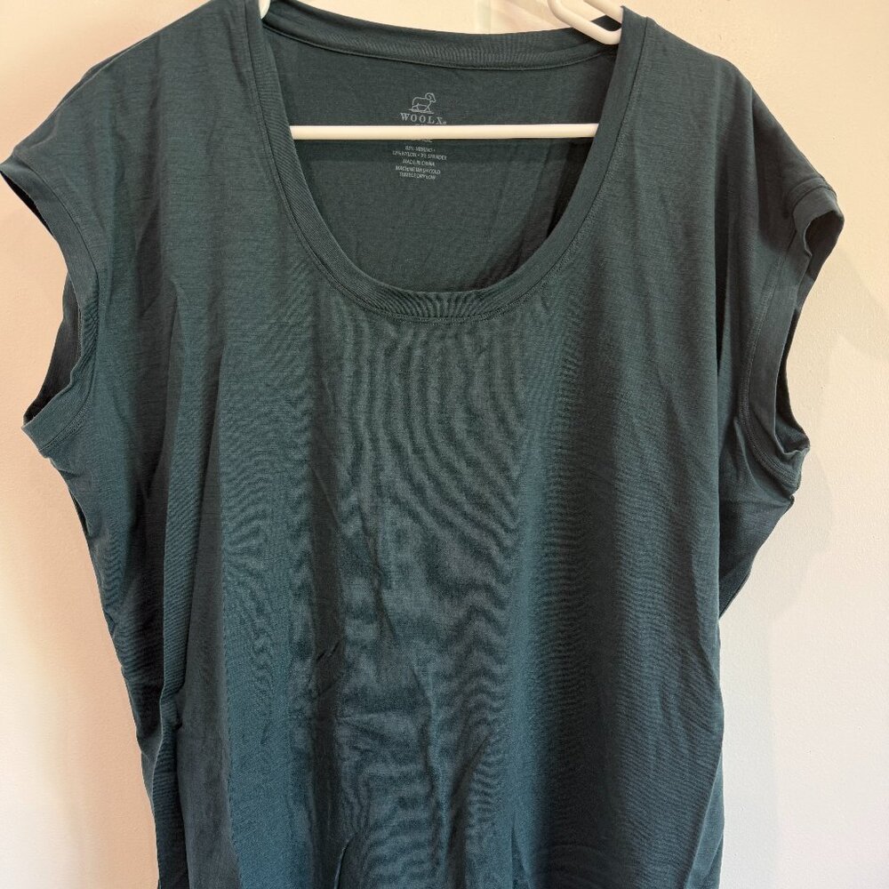 Woolx Gabi merino tunic top in teal, size L